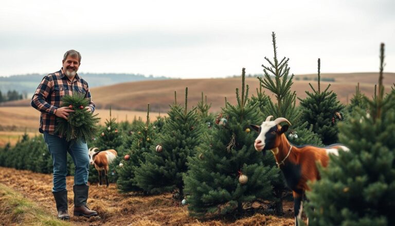éleveur de l'Orne récupère sapins de Noël pour ses chèvres