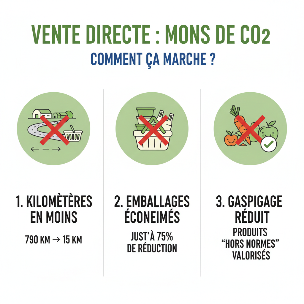 Comment la vente directe réduit-elle concrètement les émissions de CO2 ?