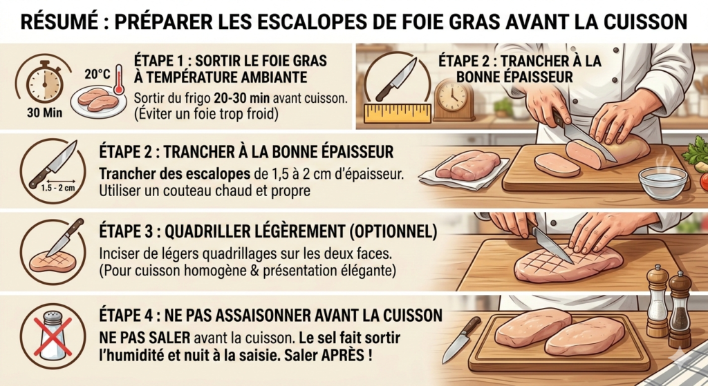 Préparer les escalopes de foie gras avant la cuisson